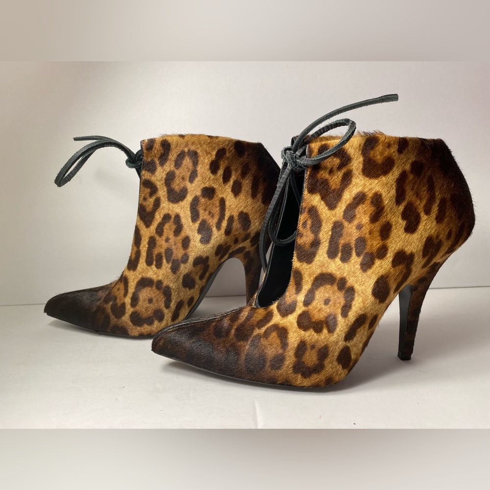 Tom ford pony hair ankle boots leopard heels 37 6.5